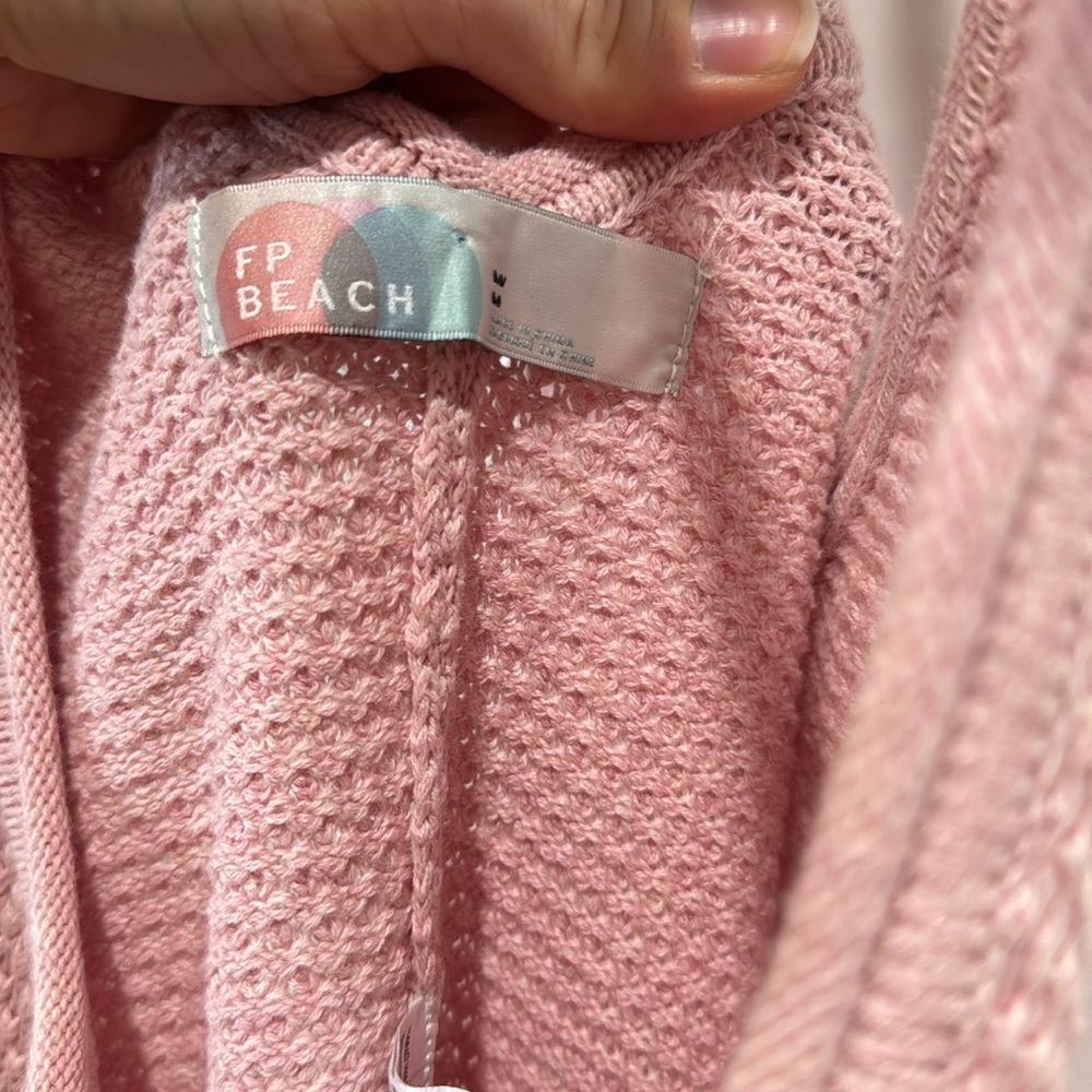FREE PEOPLE BEACH HAILEE SWEATER JUMPER ONE PIECE LIGHT PINK MEDIUM - Picture 6 of 8